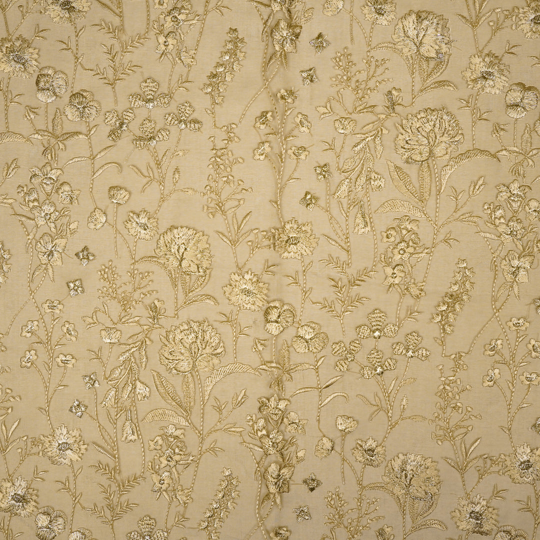 Svarna Jaal on Mouse Silk Organza Embroidered Fabric