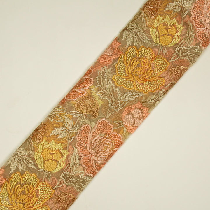 Elisha  Floral Jaal on Cream Silk Organza