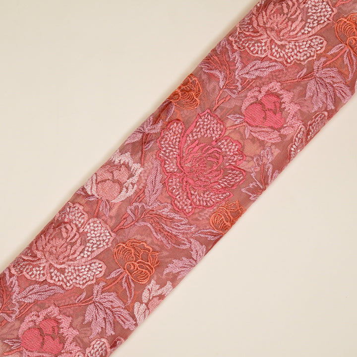 Elisha  Floral Jaal on Pink Silk Organza