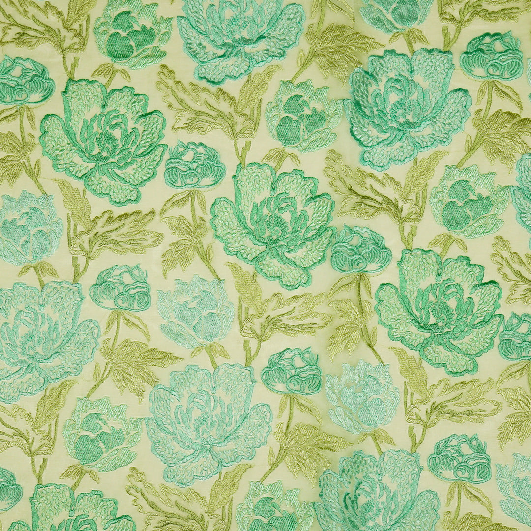 Elisha  Floral Jaal on Pista Silk Organza