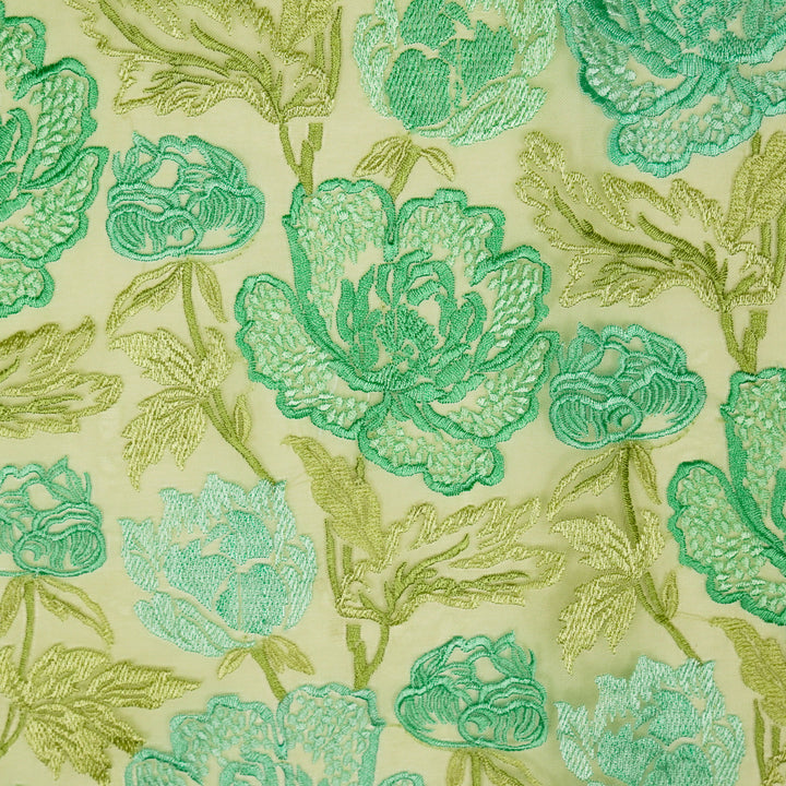Elisha  Floral Jaal on Pista Silk Organza
