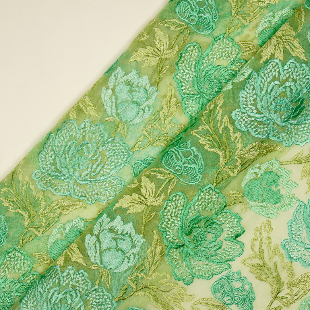 Elisha  Floral Jaal on Pista Silk Organza
