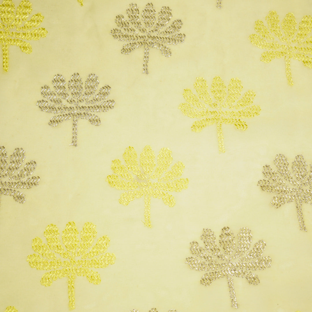 Lemon Semi Georgette Tanvi Buta Embroidered Fabric