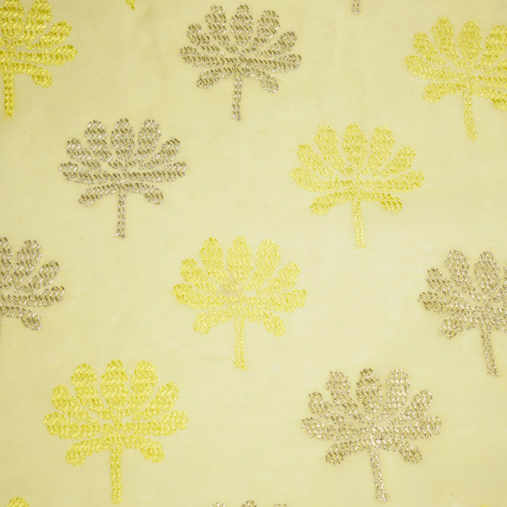 Lemon Semi Georgette Tanvi Buta Embroidered Fabric