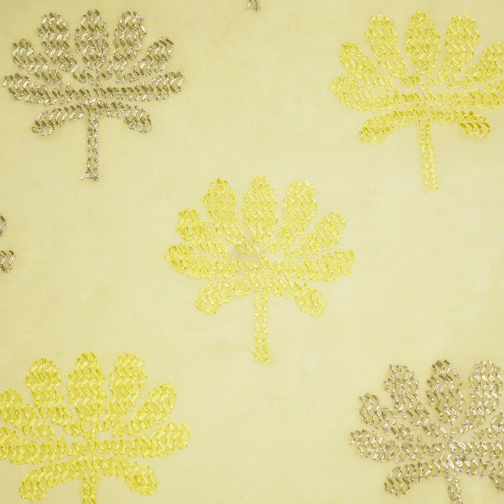Lemon Semi Georgette Tanvi Buta Embroidered Fabric