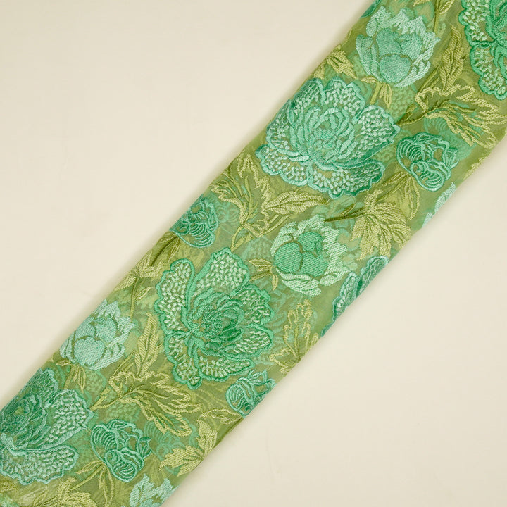 Elisha  Floral Jaal on Pista Silk Organza