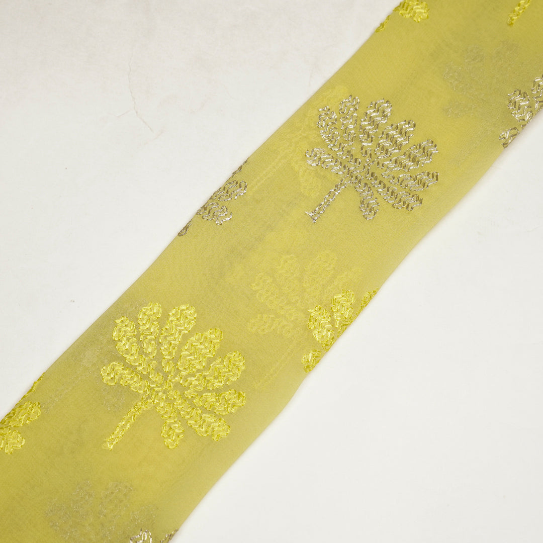 Lemon Semi Georgette Tanvi Buta Embroidered Fabric