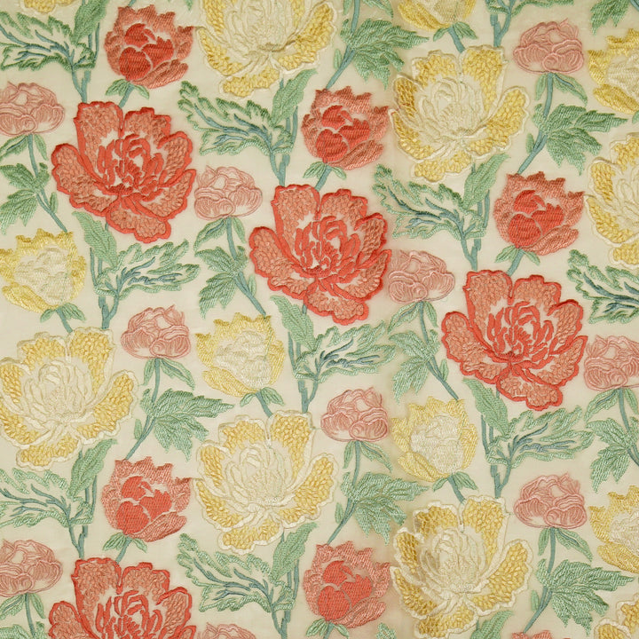 Elisha  Floral Jaal on  Natural Silk Organza