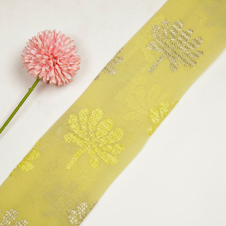Lemon Semi Georgette Tanvi Buta Embroidered Fabric