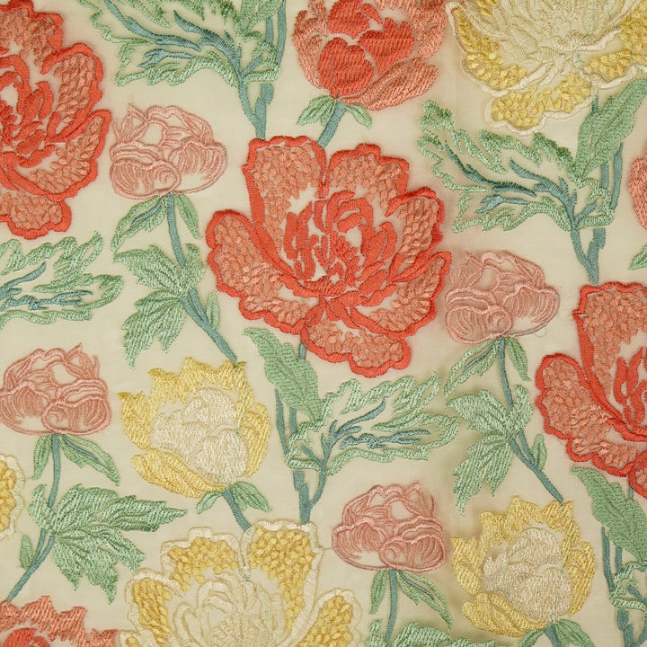 Elisha  Floral Jaal on  Natural Silk Organza