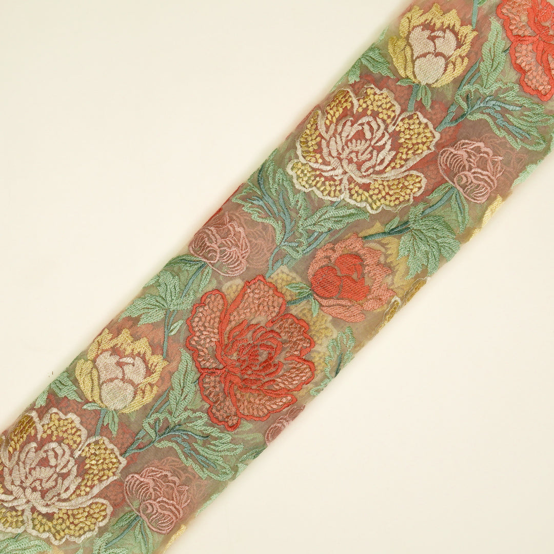 Elisha  Floral Jaal on  Natural Silk Organza