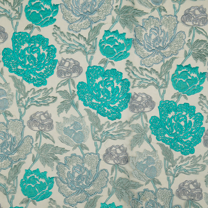 Elisha  Floral Jaal on Grey Silk Organza