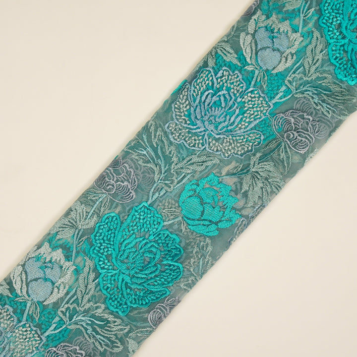 Elisha  Floral Jaal on Grey Silk Organza