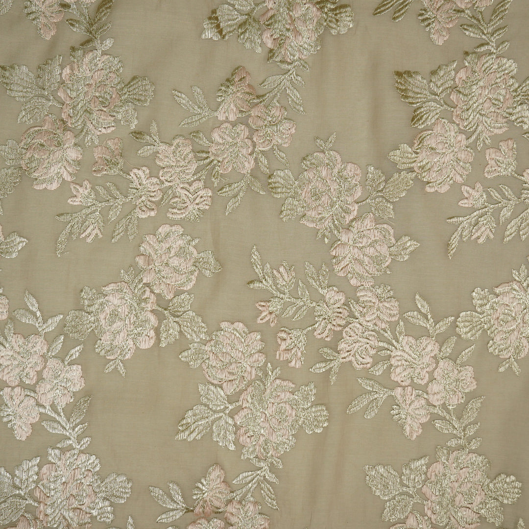 Taruja Jaal on Blush Cotton Silk Embroidered Fabric