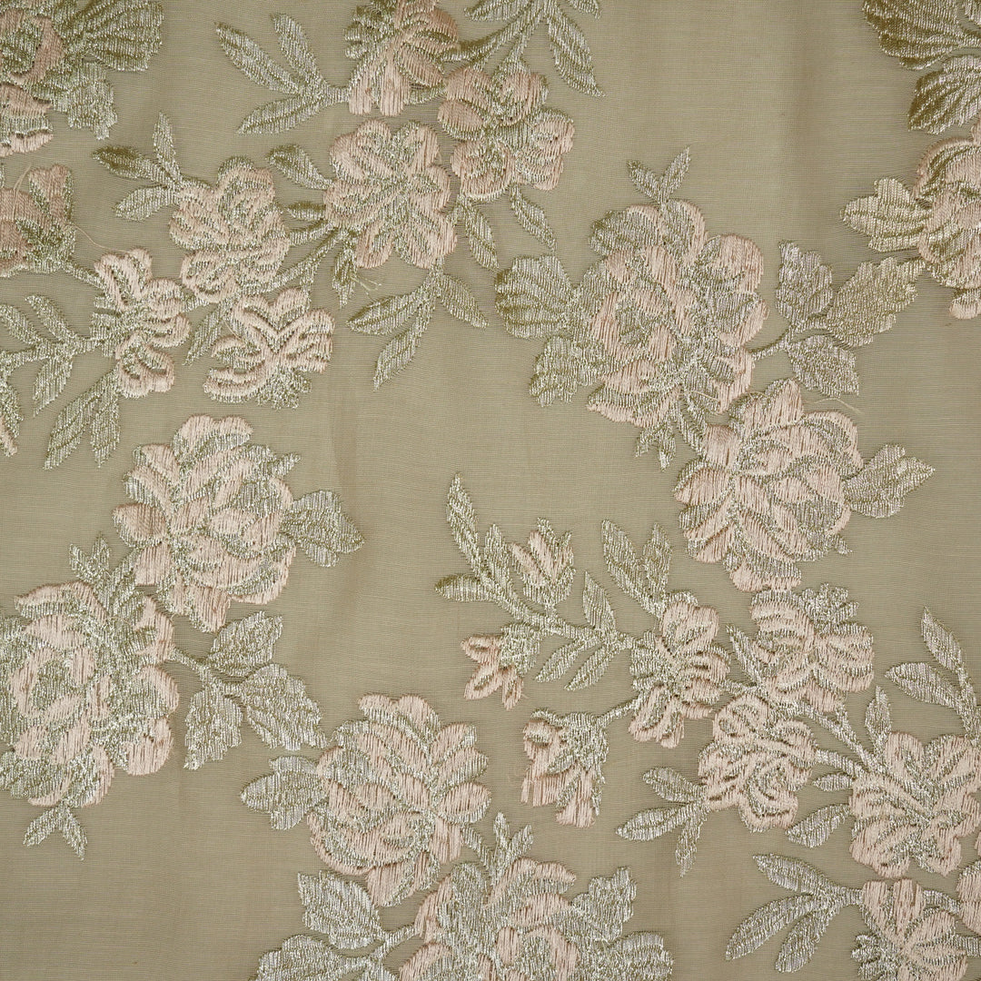 Taruja Jaal on Blush Cotton Silk Embroidered Fabric