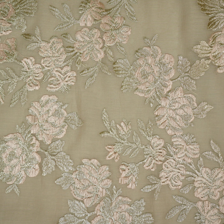 Taruja Jaal on Blush Cotton Silk Embroidered Fabric