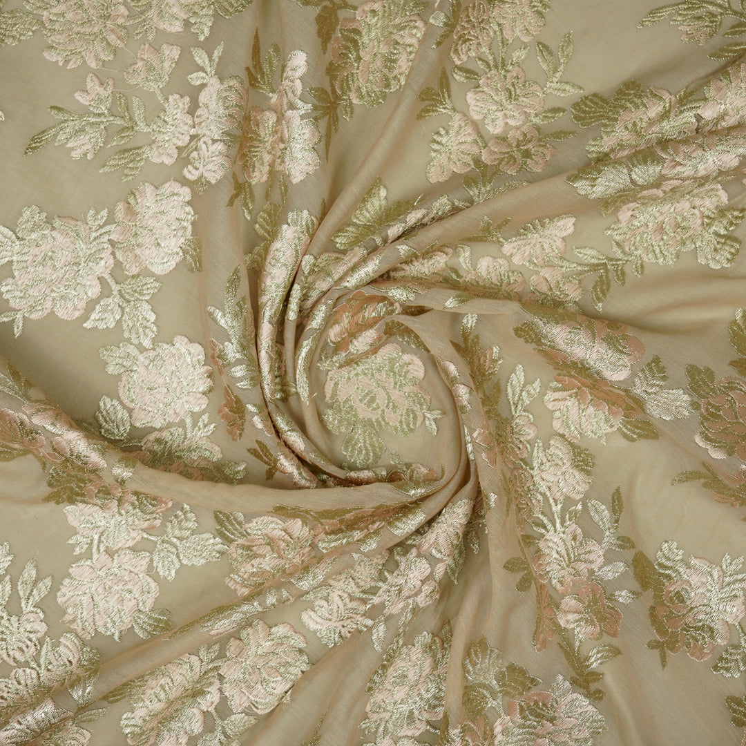 Taruja Jaal on Blush Cotton Silk Embroidered Fabric