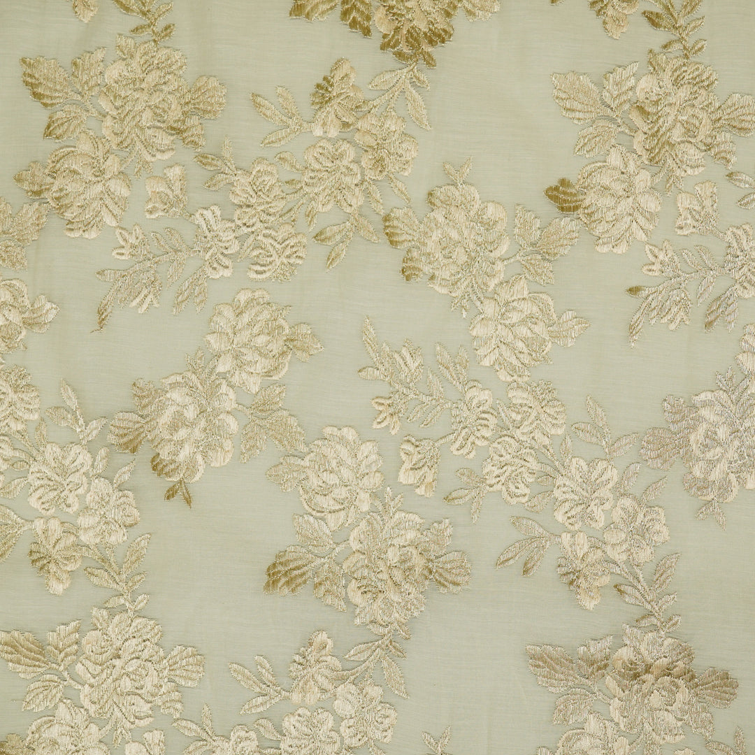 Taruja Jaal on Cream Cotton Silk Embroidered Fabric