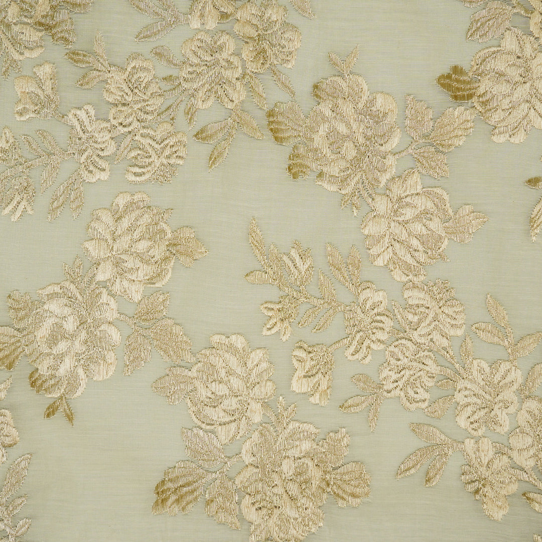 Taruja Jaal on Cream Cotton Silk Embroidered Fabric