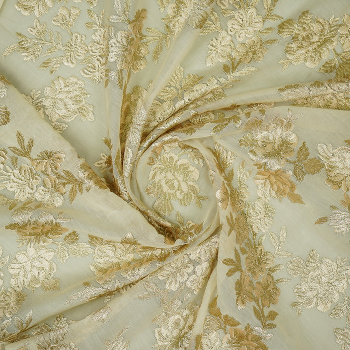 Taruja Jaal on Cream Cotton Silk Embroidered Fabric