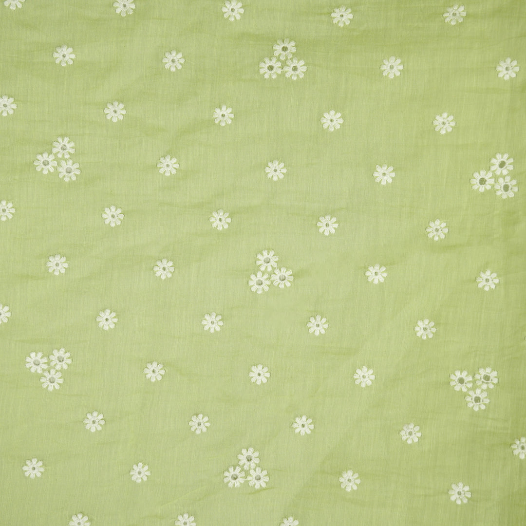 Riti Buti on Pista Cotton Silk Embroidered Fabric