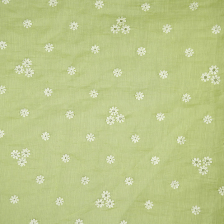 Riti Buti on Pista Cotton Silk Embroidered Fabric