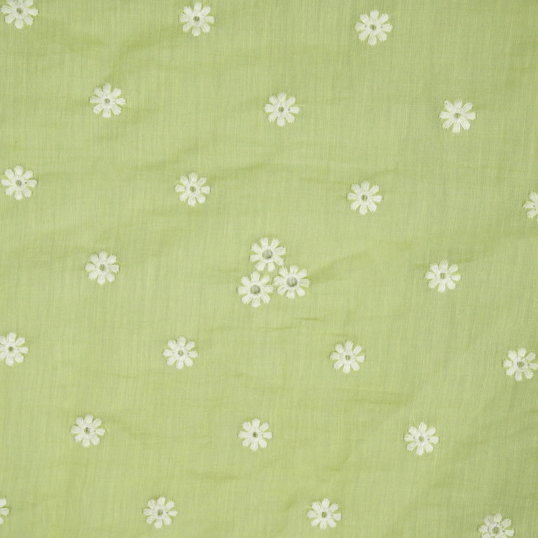 Riti Buti on Pista Cotton Silk Embroidered Fabric