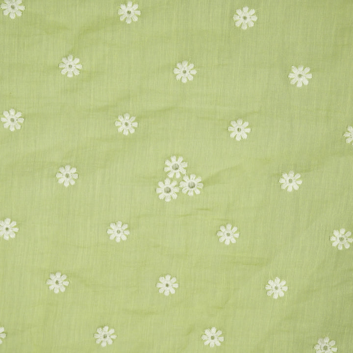 Riti Buti on Pista Cotton Silk Embroidered Fabric