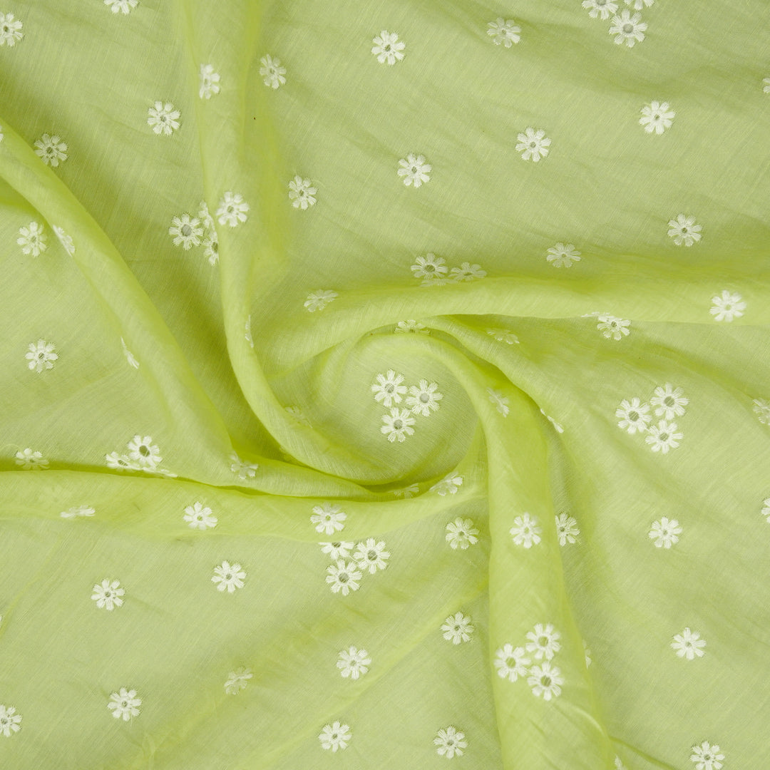 Riti Buti on Pista Cotton Silk Embroidered Fabric