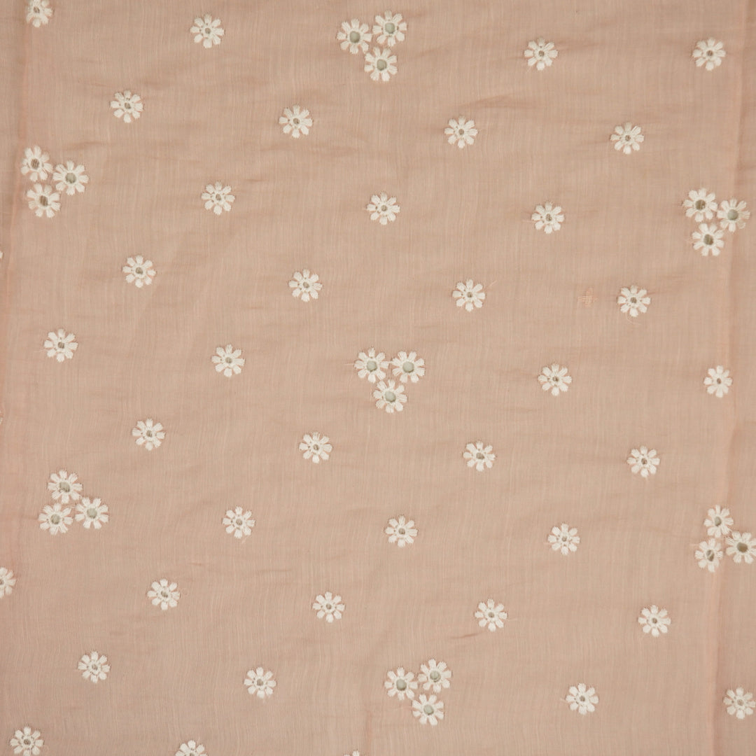 Riti Buti on Light Pink Cotton Silk Embroidered Fabric