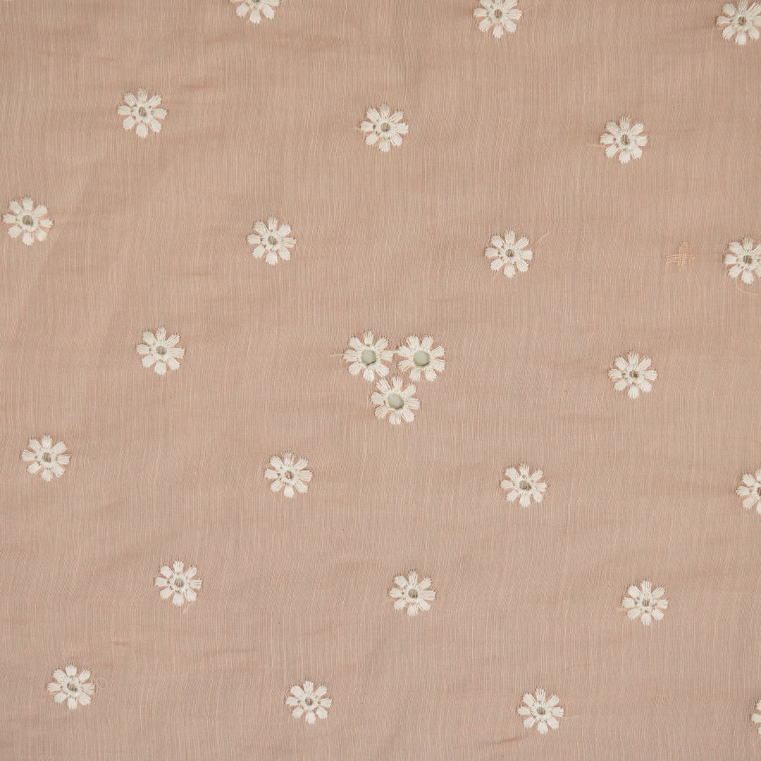 Riti Buti on Light Pink Cotton Silk Embroidered Fabric