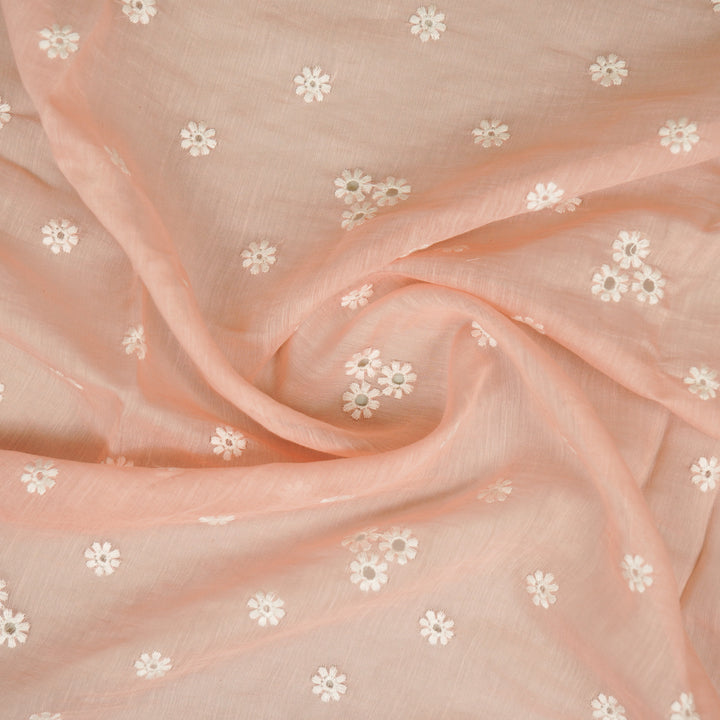 Riti Buti on Light Pink Cotton Silk Embroidered Fabric