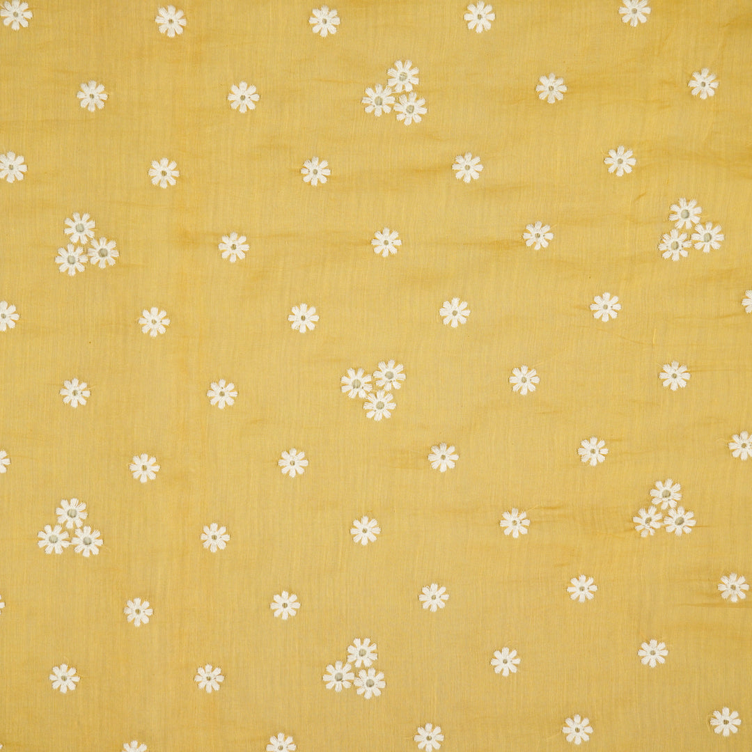 Riti Buti on Mango Cotton Silk Embroidered Fabric