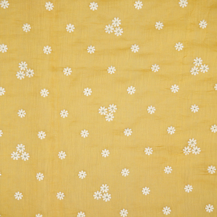 Riti Buti on Mango Cotton Silk Embroidered Fabric