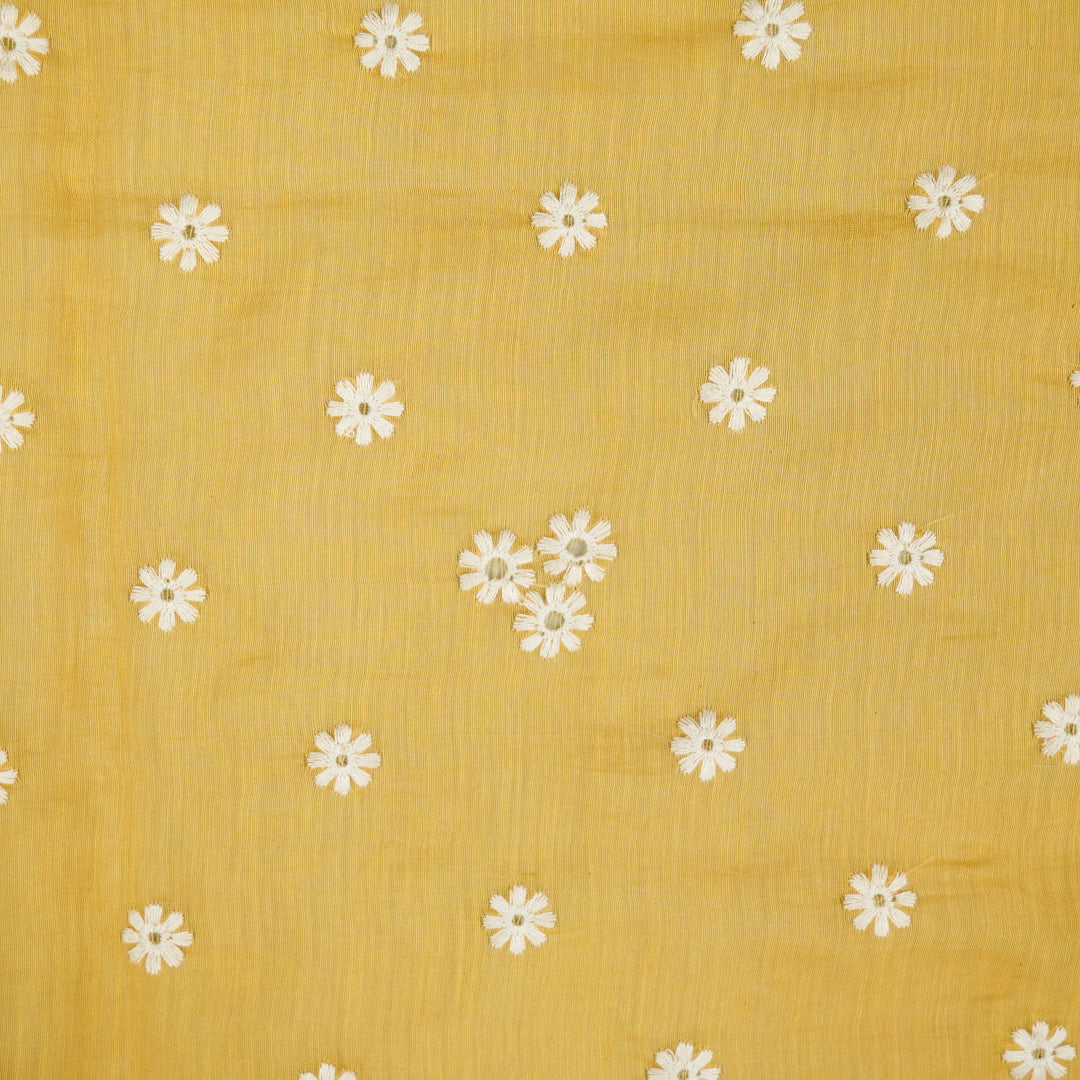 Riti Buti on Mango Cotton Silk Embroidered Fabric