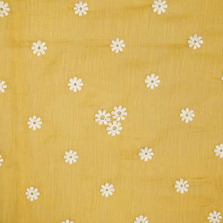 Riti Buti on Mango Cotton Silk Embroidered Fabric