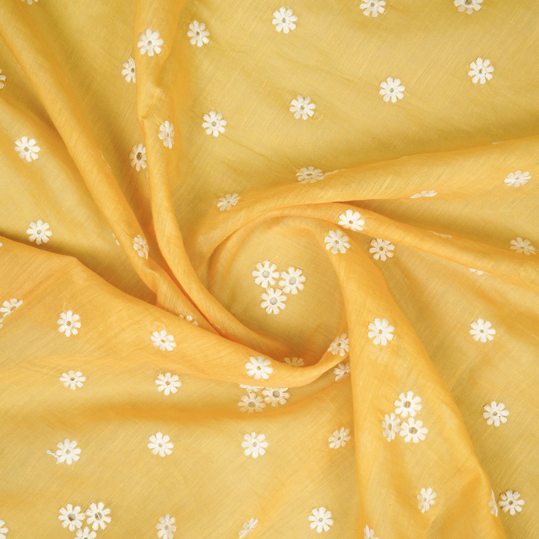 Riti Buti on Mango Cotton Silk Embroidered Fabric