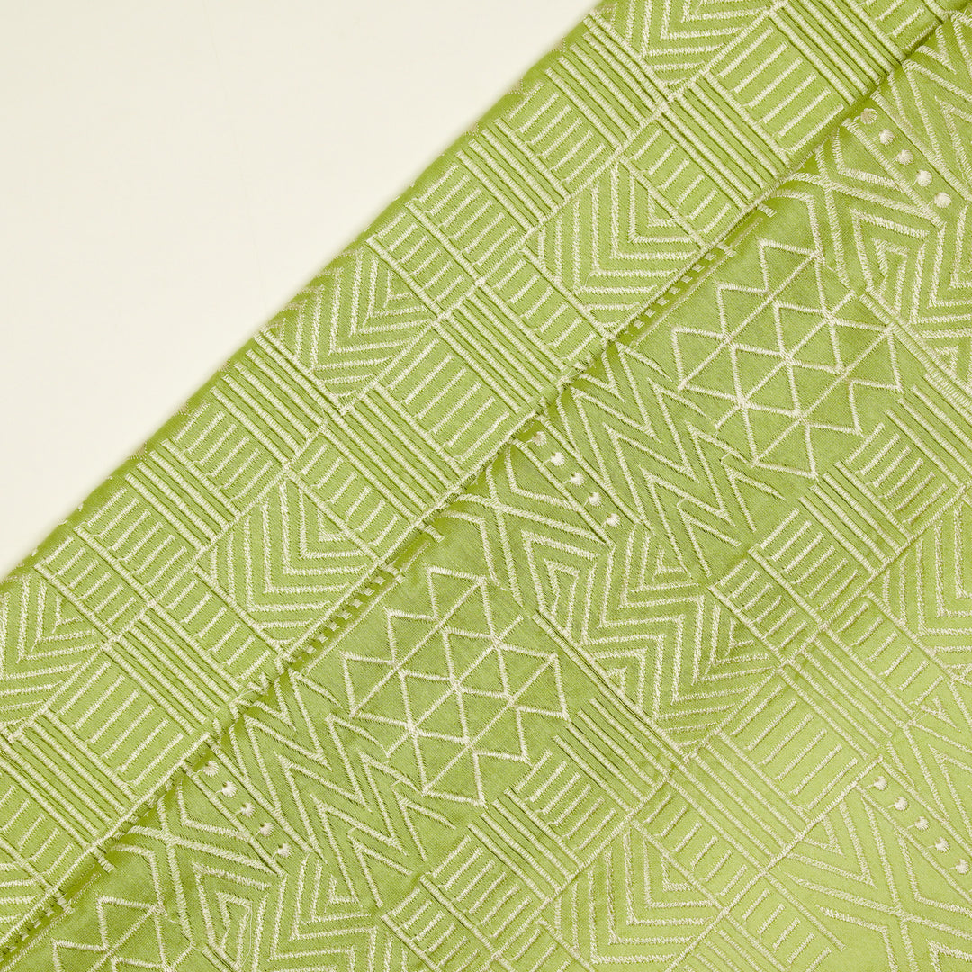 Mehraab Jaal on Pista Luxe Silk Chanderi Embroidered Fabric