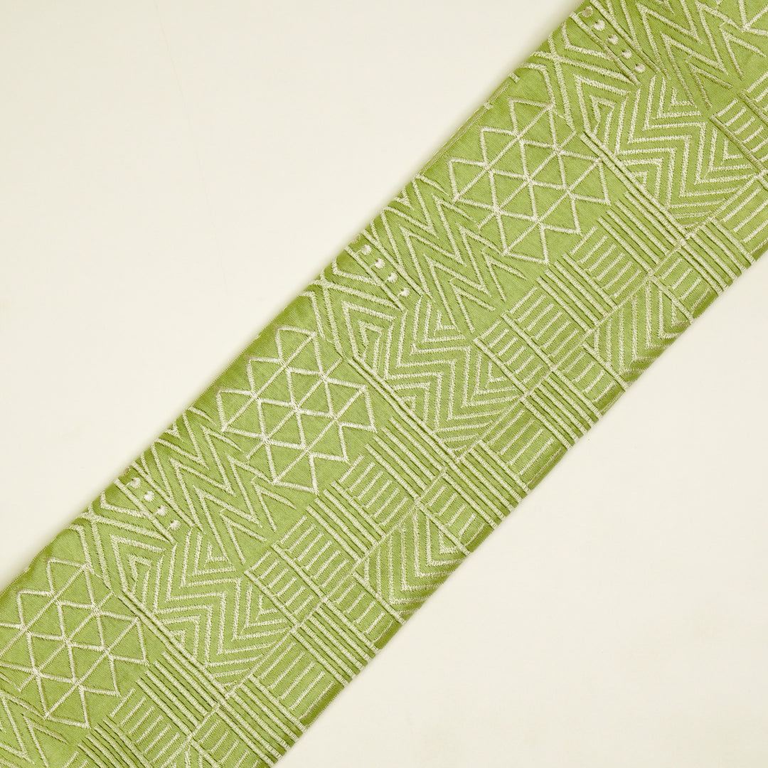 Mehraab Jaal on Pista Luxe Silk Chanderi Embroidered Fabric