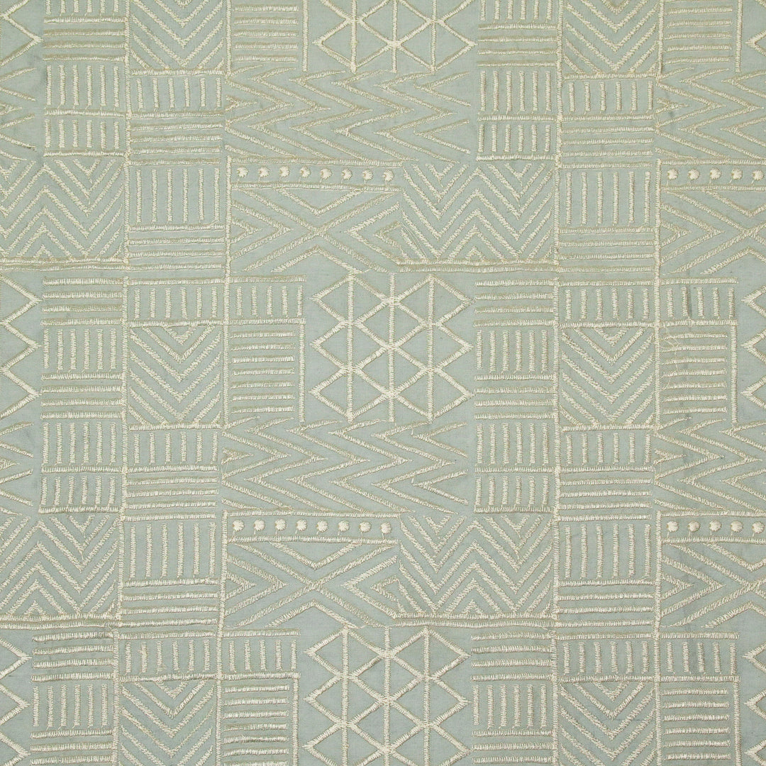 Mehraab Jaal on Steel Grey Luxe Silk Chanderi Embroidered Fabric