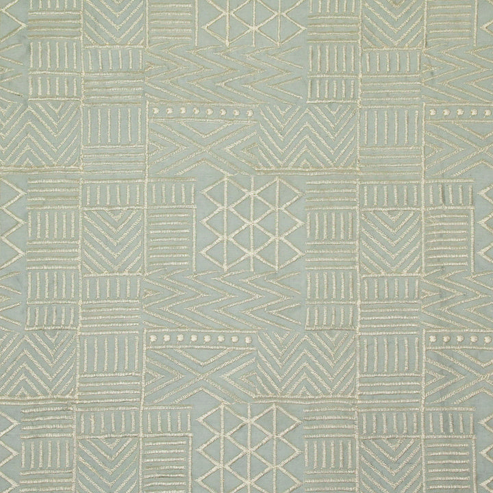 Mehraab Jaal on Steel Grey Luxe Silk Chanderi Embroidered Fabric