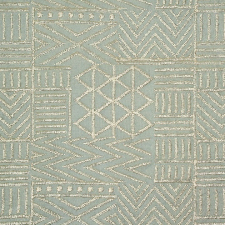 Mehraab Jaal on Steel Grey Luxe Silk Chanderi Embroidered Fabric