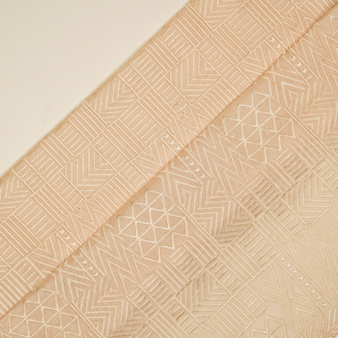 Mehraab Jaal on Light Blush  Luxe Silk Chanderi Embroidered Fabric
