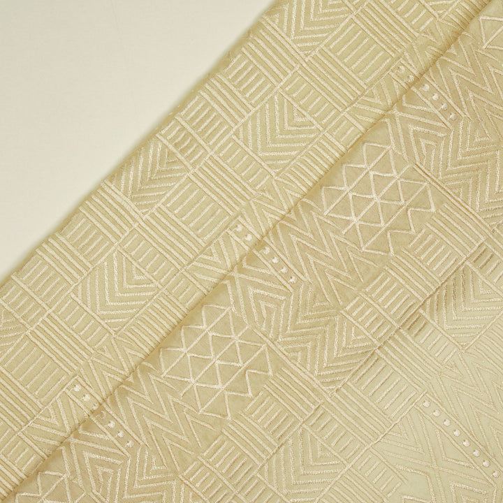 Mehraab Jaal on Cream Luxe Silk Chanderi Embroidered Fabric