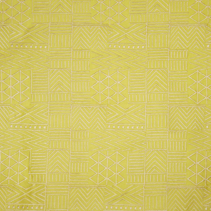 Mehraab Jaal on Lemon Luxe Silk Chanderi Embroidered Fabric