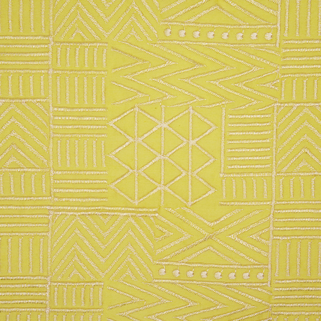 Mehraab Jaal on Lemon Luxe Silk Chanderi Embroidered Fabric