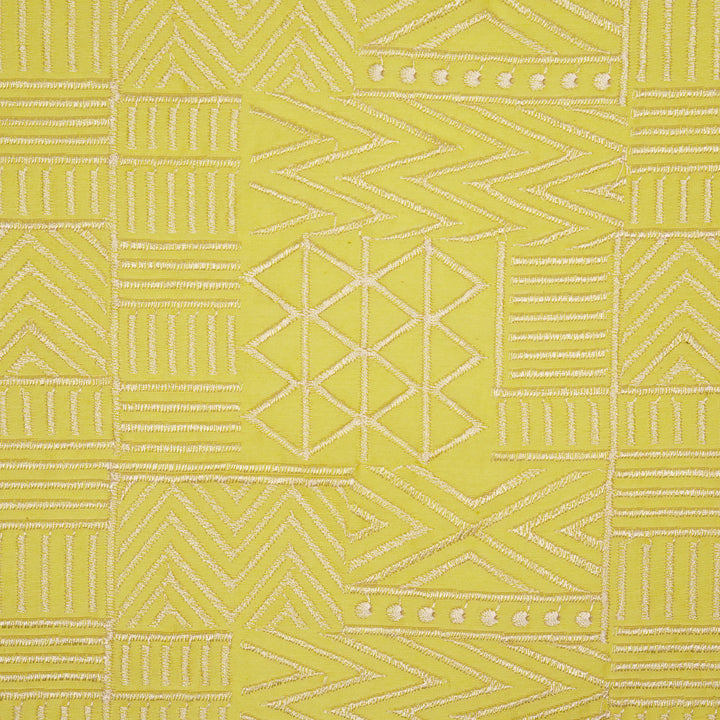 Mehraab Jaal on Lemon Luxe Silk Chanderi Embroidered Fabric