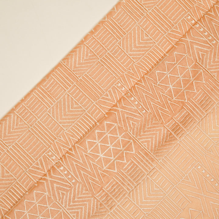 Mehraab Jaal on Peach Luxe Silk Chanderi Embroidered Fabric