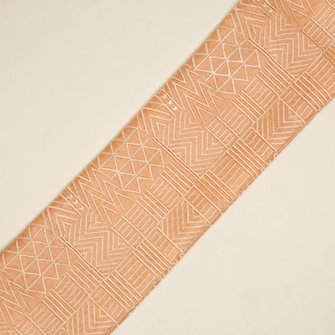 Mehraab Jaal on Peach Luxe Silk Chanderi Embroidered Fabric