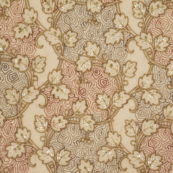 Kashida Jaal on Blush Luxe Silk Chanderi Embroidered Fabric